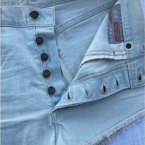 New Citizens of Humanity Light Wash Button Fly Frayed Jean Denim Shorts Size 27 - Picture 4 of 7